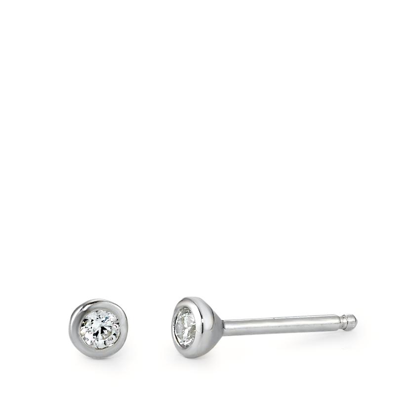 Clous d'oreilles Argent Zircone 2 Pierres Rhodié Ø3 mm
