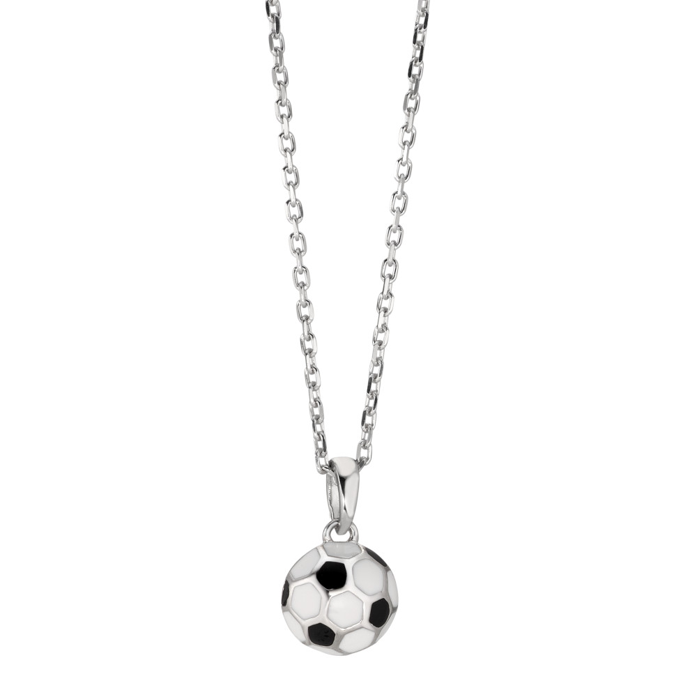 Chaînette avec pendentif Argent Rhodié Football 38-40 cm Ø9 mm