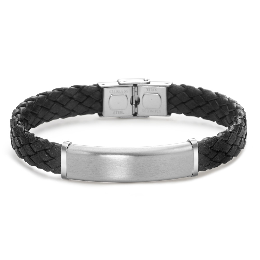 Gourmette avec gravure Cuir, Acier inoxydable 21 cm