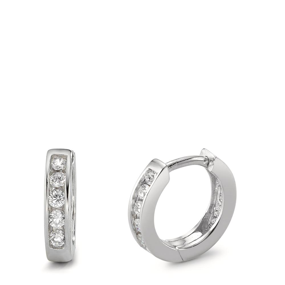 Créoles à charnières Argent Zircone blanc Rhodié