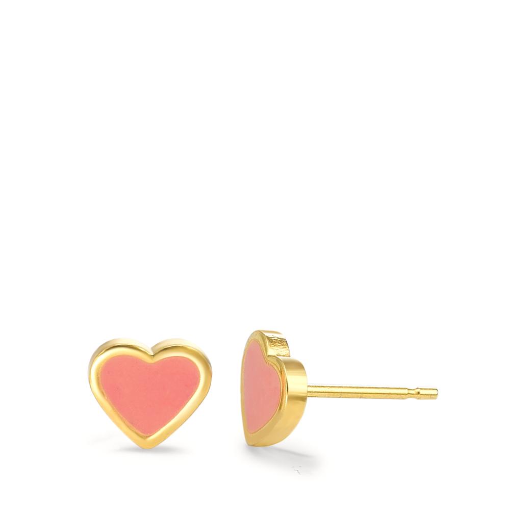 Clous d'oreilles Antiallergique jaune PVD Coeur