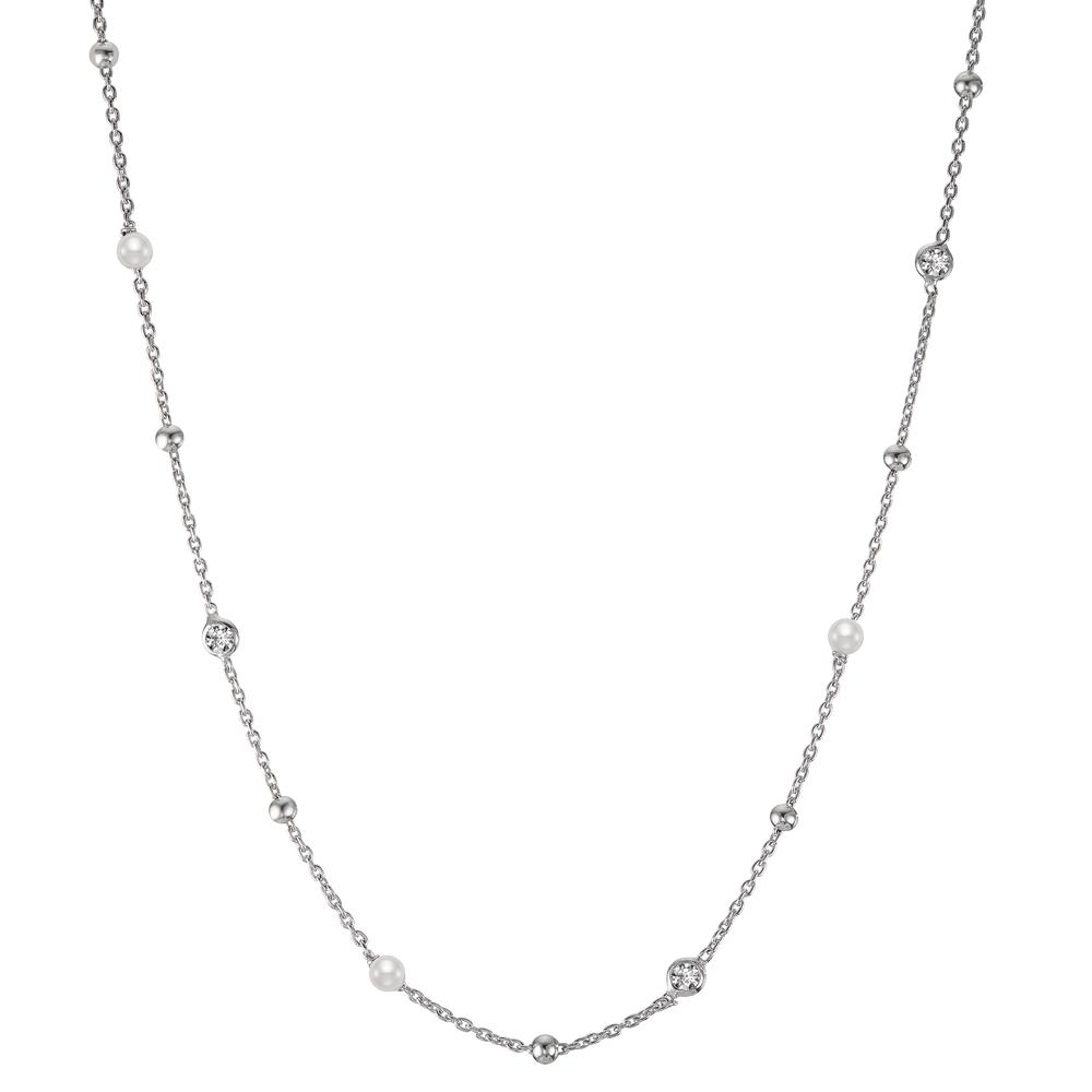 Collier Argent Zircone 3 Pierres Rhodié [shining Pearls], 3 Perles, 3 mm 40-44 cm